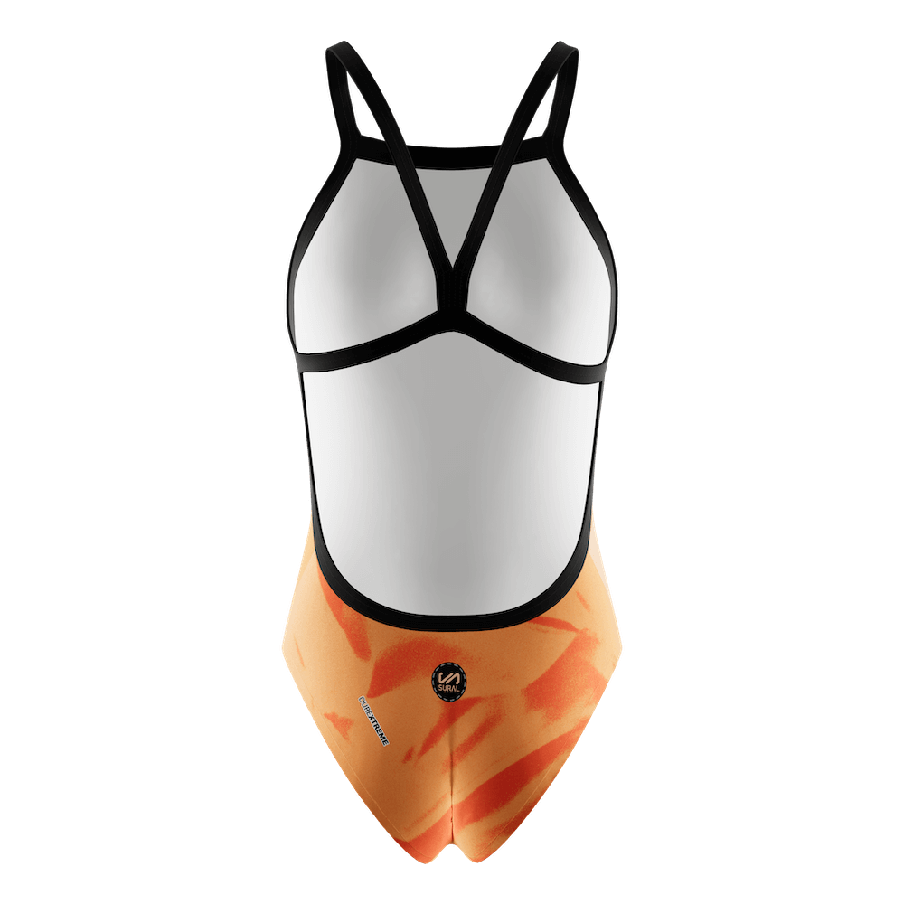 Women's Narrow Strap Swimsuit ORANGE DYE