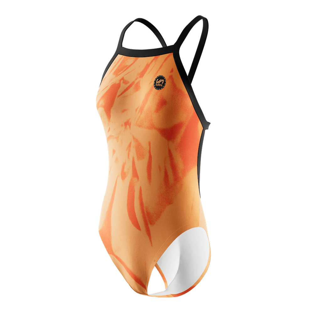 Women's Narrow Strap Swimsuit ORANGE DYE