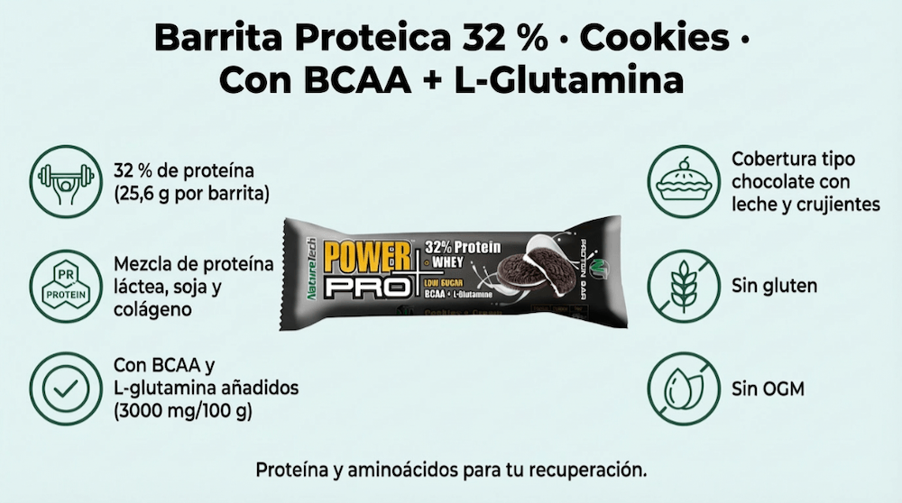 NatureTech Barra Proteína PowerPRO+BCAA 80 Gr