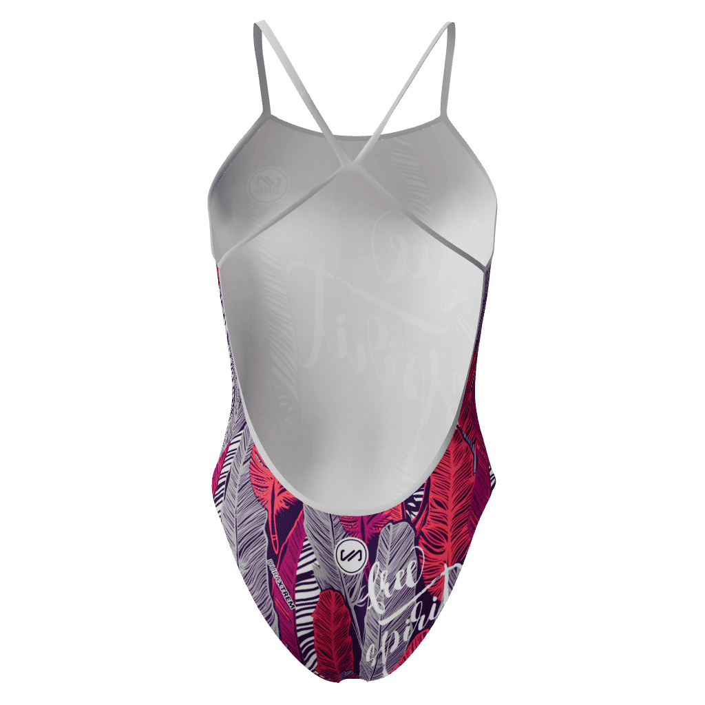 Bañador Natación Mujer Tirante Estrecho MULTICOLOR FEATHERS