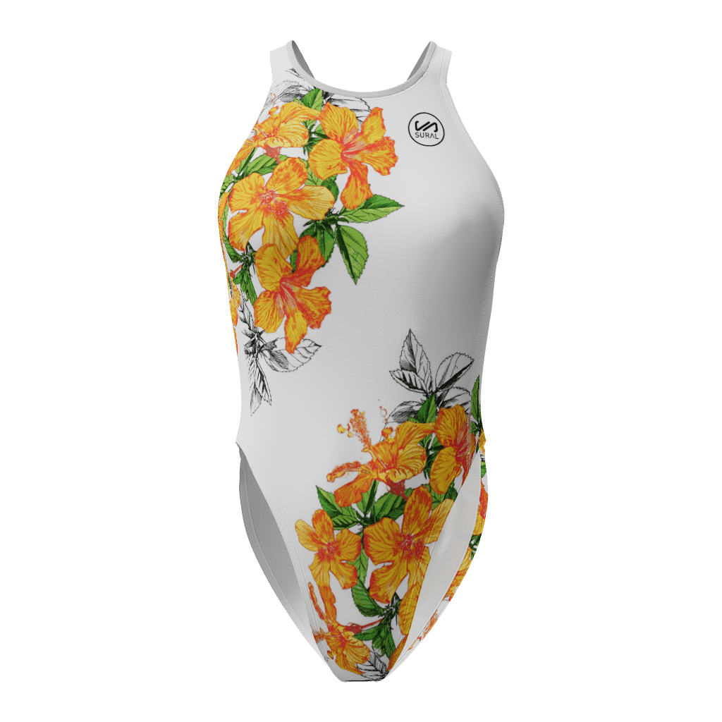 Bañador Natación Mujer Tirante Ancho YELLOW FLOWERS