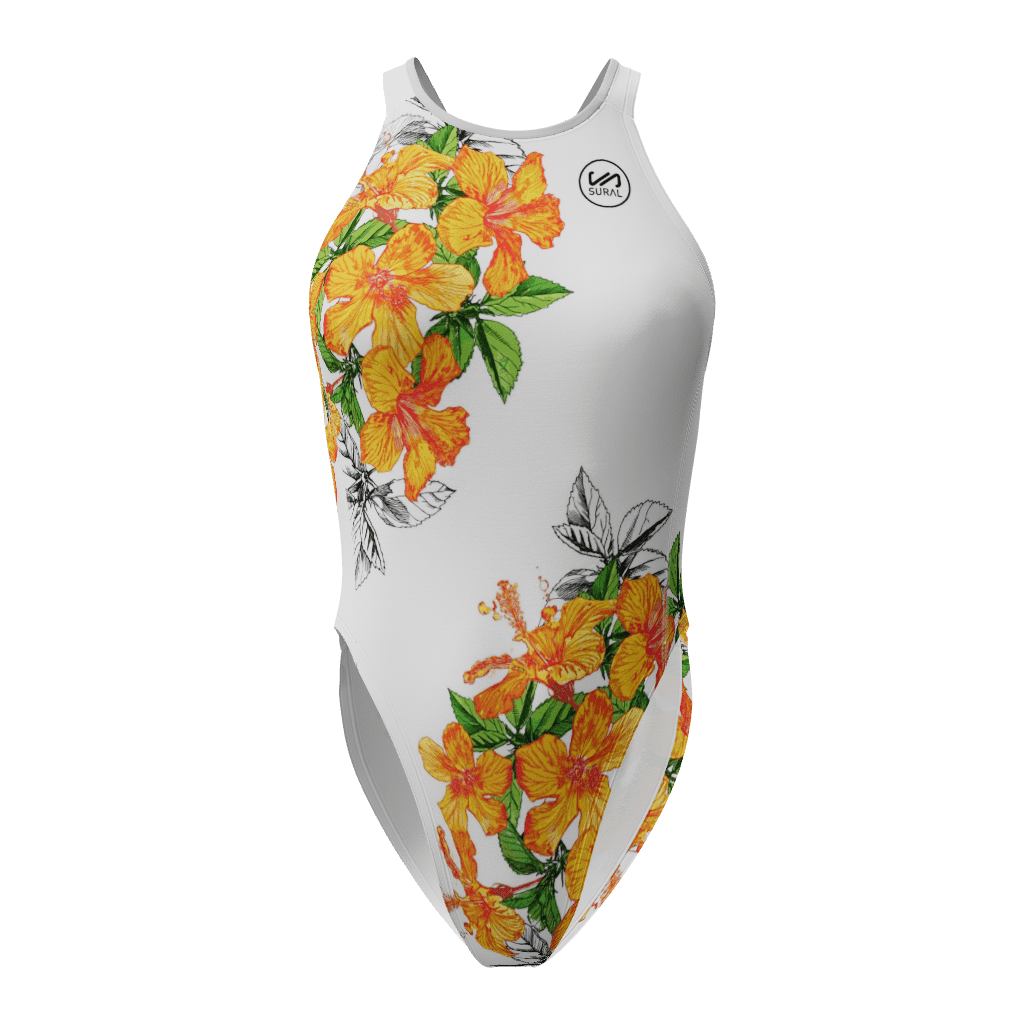 Women's Swimwear Wide Strap YELLOW FLOWERS