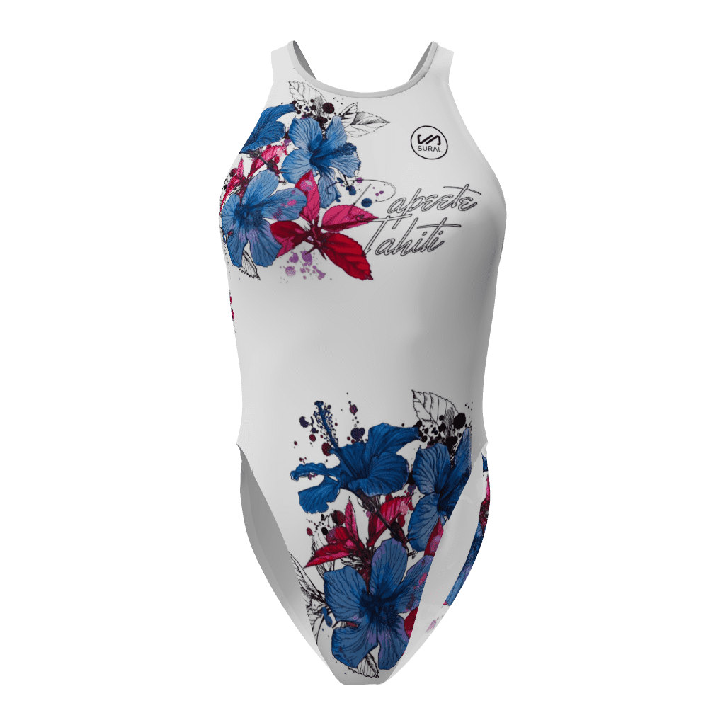 Bañador Natación Mujer Tirante Ancho WHITE FLOWERS