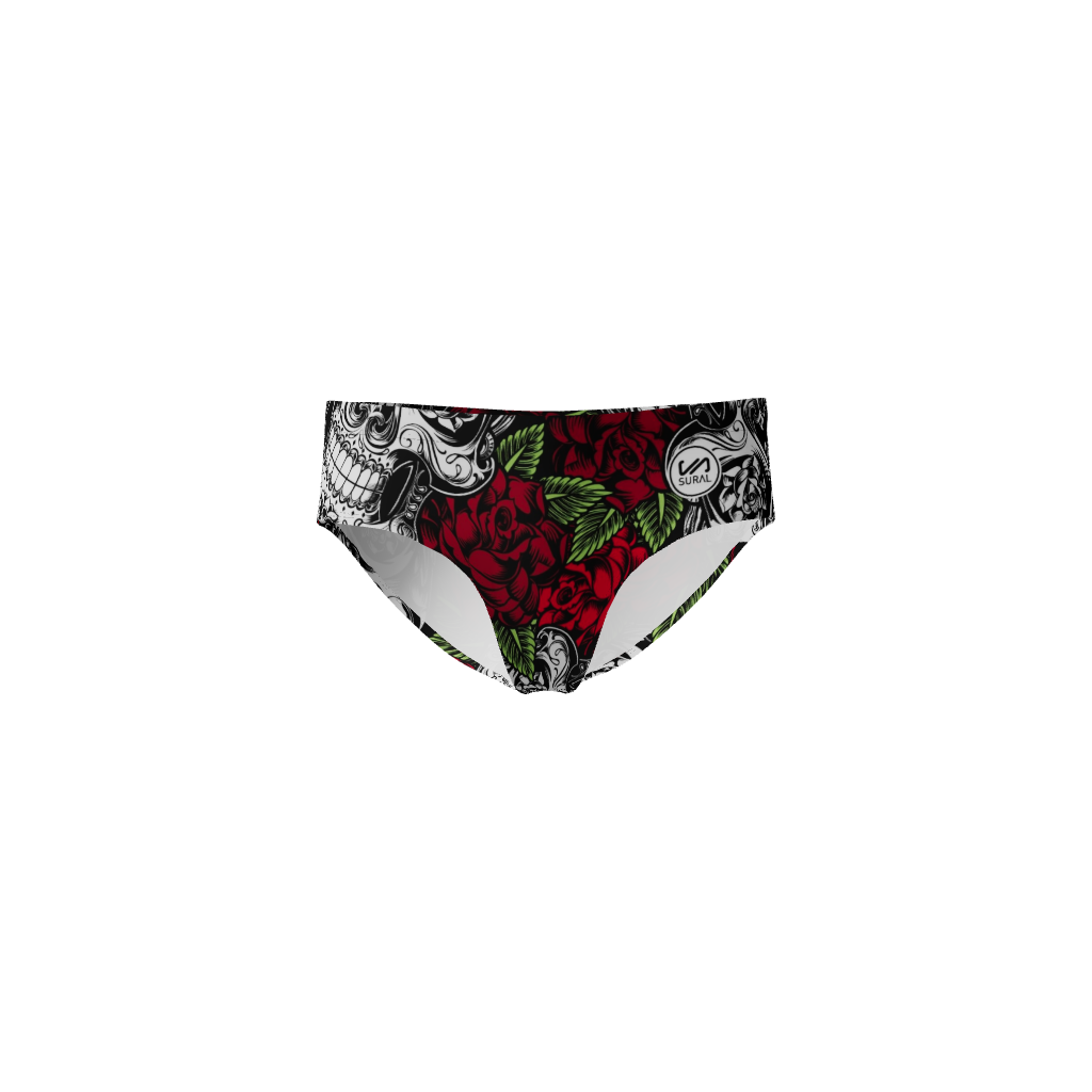 Men's waterpolo / swim 10 ctms hip briefs Flower skulls | Sural